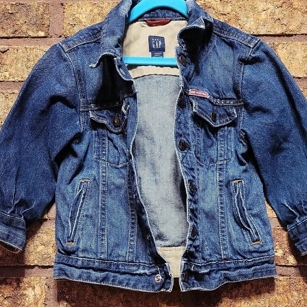 GAP Kids Denim Jacket Distressed  Cotton Size 4 Retro 2007